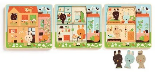 Puzzle en Bois 3 niveaux. Chez Carot