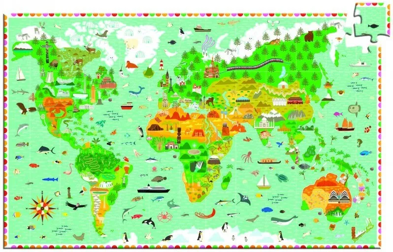 Puzzle d'observation + Poster + Livret - Tour du monde