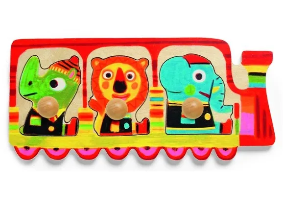 Encastrement en Bois, Bouton en Bois - Train