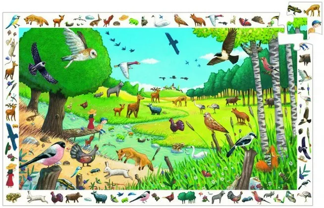 Puzzle d'observation + Poster - Sébastien Chebret : Ballade en forêt