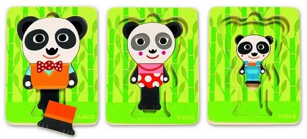 Puzzle en Bois 3 niveaux. Panda