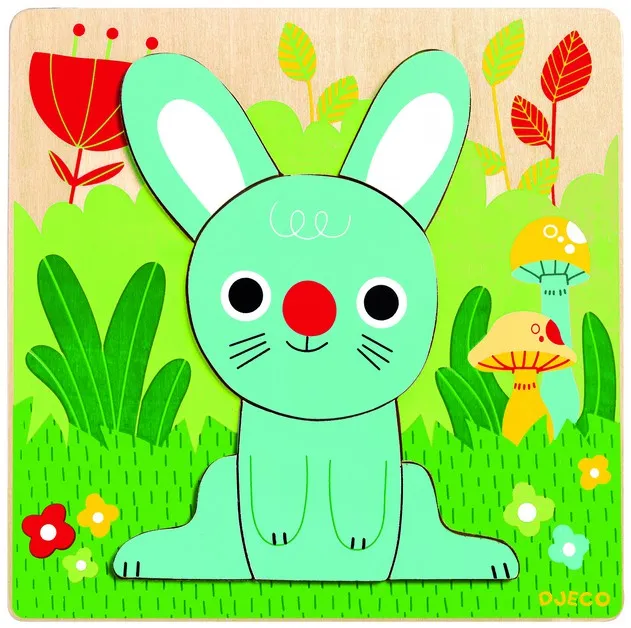 Puzzle en Bois. Lapin bleu