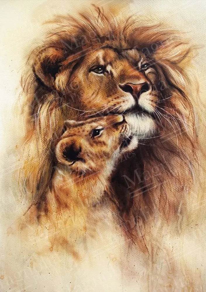 Lion et son bébé