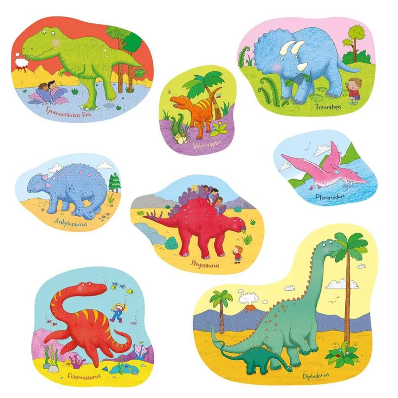 8 Puzzles - Dinosaures (4 à 16 Pièces)