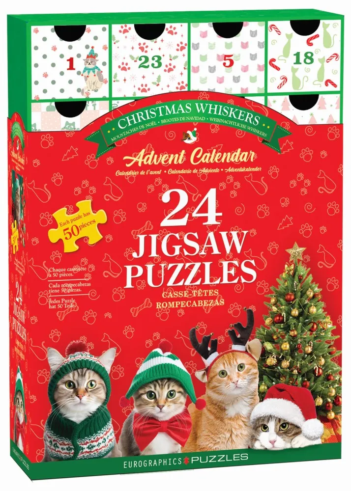 Calendrier de l'Avent - Moustaches de Noel - 24 Puzzles