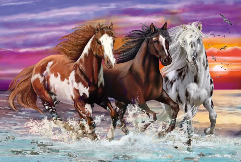 Trio de Chevaux Sauvages