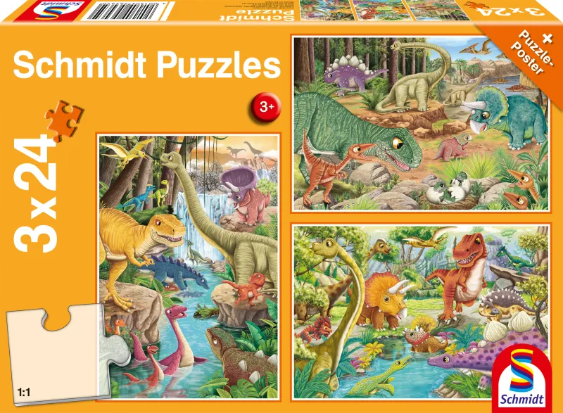 3 Puzzles - Les Dinosaures s'Amusent
