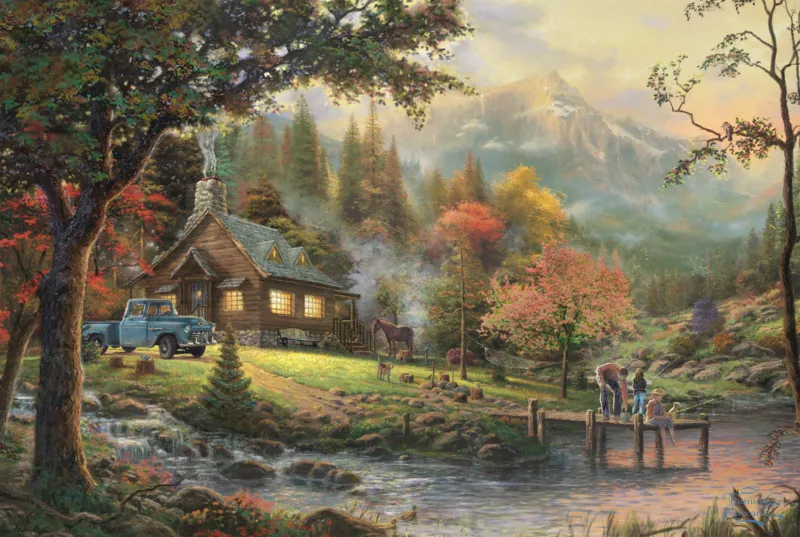 Thomas Kinkade : Idylle au bord de la rivière