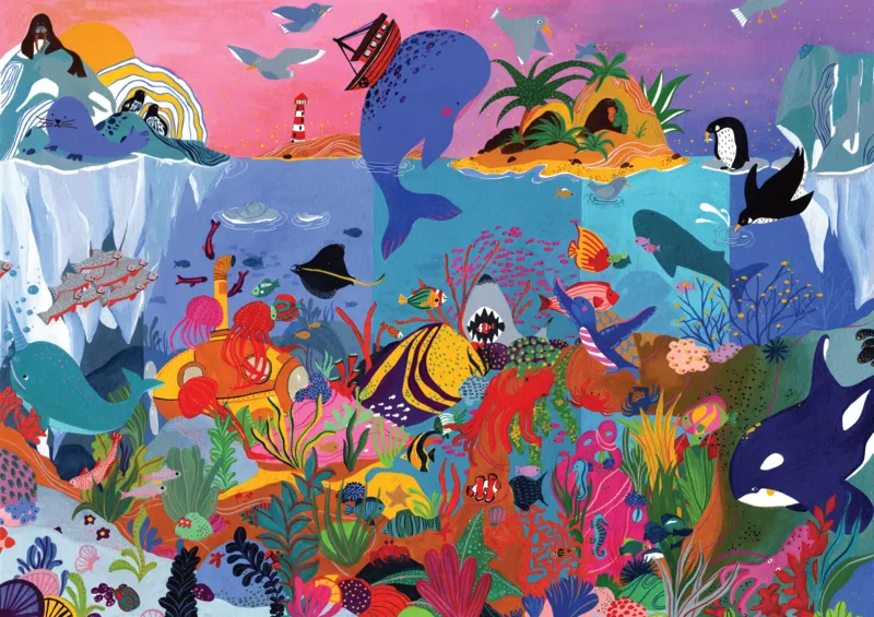 Puzzle en Bois Découpé à la Main - Sous Les Oceans