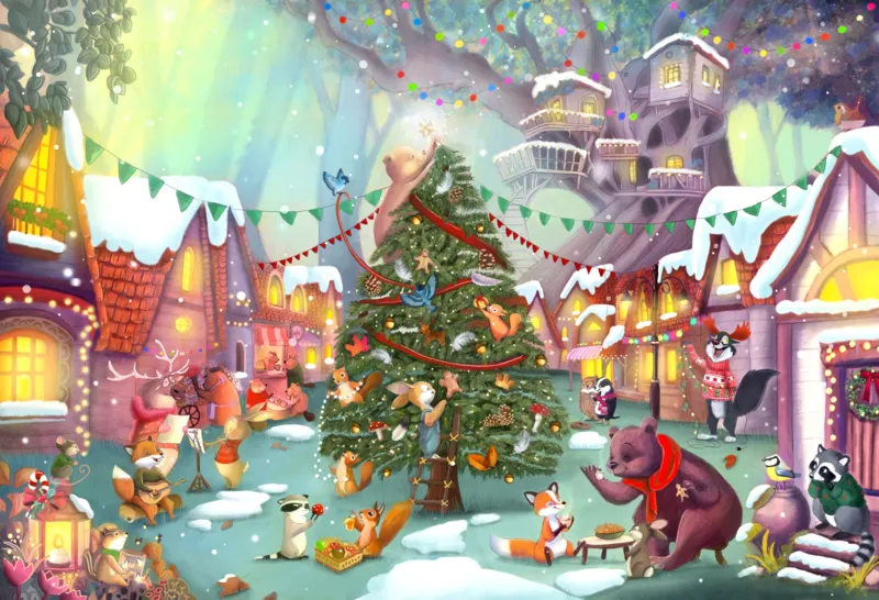 Puzzle en Bois Découpé à la Main - Veille De Noël