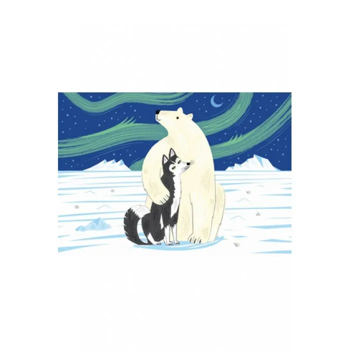 Puzzle en Bois Découpé à la Main - Lake : L'Ours Et Le Husky