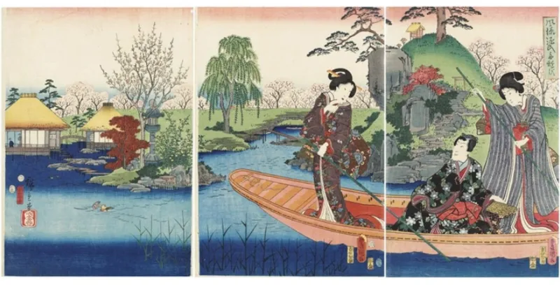 Puzzle en Bois Découpé à la Main - Utagawa Kunisada - La Barque