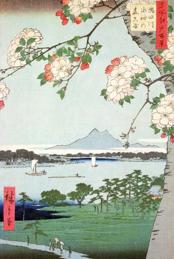 Puzzle en Bois Découpé à la Main - Hiroshige : Pommiers En Fleurs