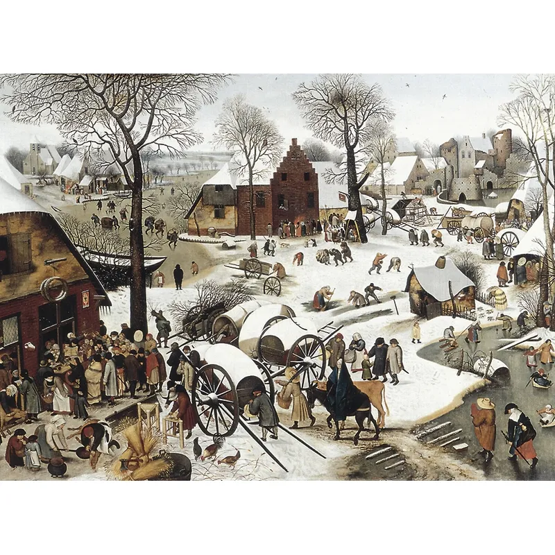 Puzzle en Bois Découpé à la Main - Brueghel  :  Le Dénombrement De Bethléem