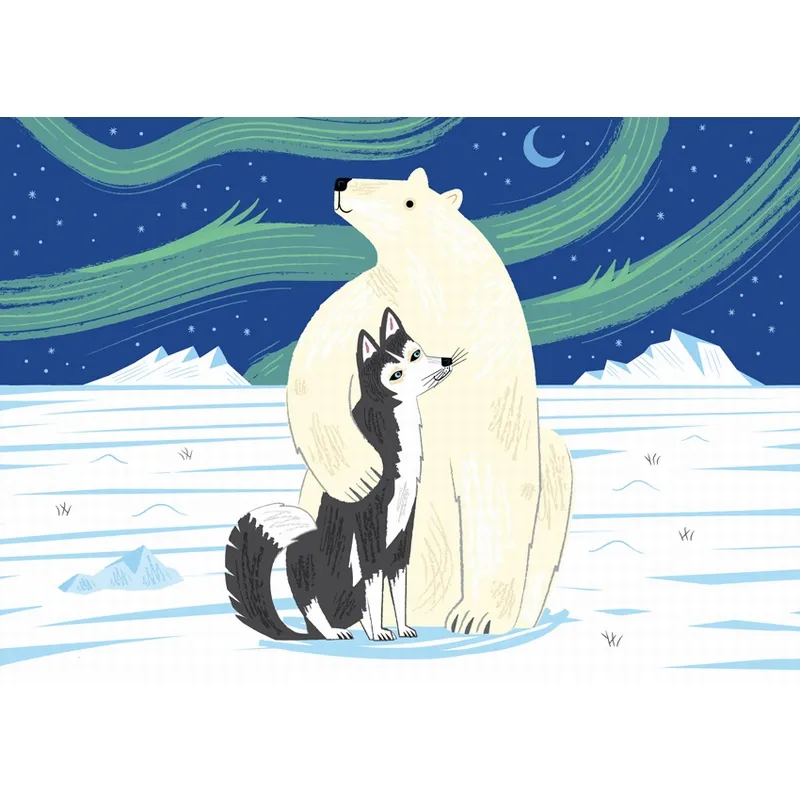 Puzzle en Bois Découpé à la Main - WWF - L'Ours Et Le Husky