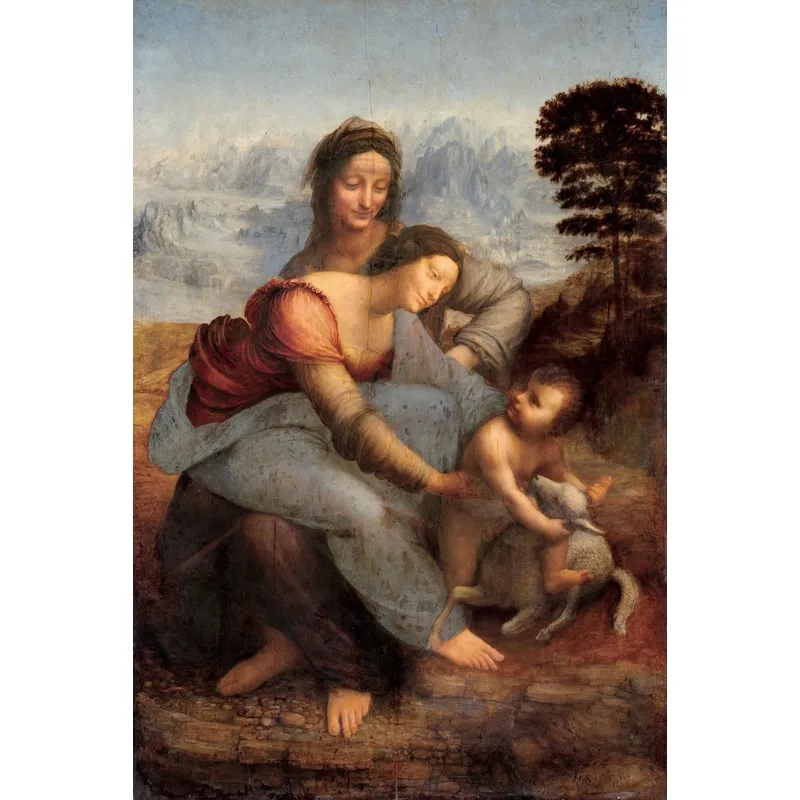 Puzzle en Bois Découpé à la Main - Léonard De Vinci - Vierge À L'Enfant Et Sainte Anne