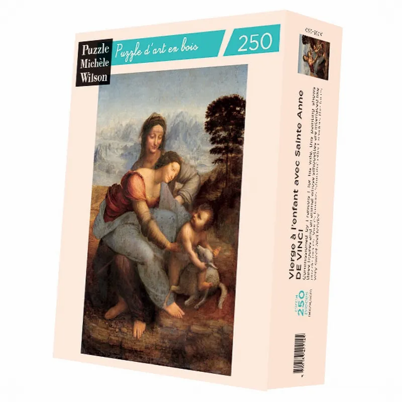 Puzzle en Bois Découpé à la Main - Léonard De Vinci - Vierge À L'Enfant Et Sainte Anne
