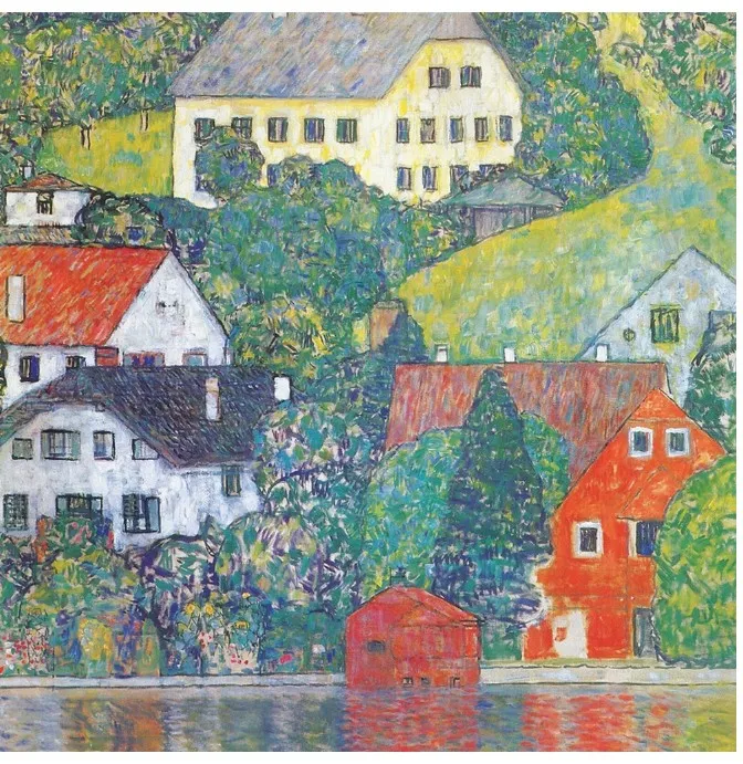 Puzzle en Bois Découpé à la Main - Gustav Klimt - Les Maisons Sur Le Lac