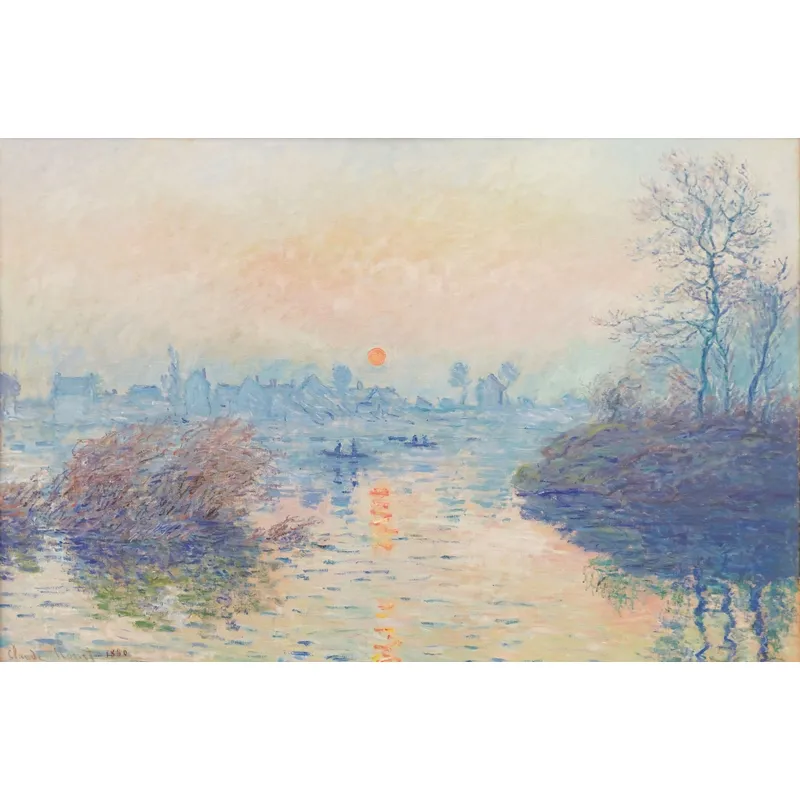 Puzzle en Bois Découpé à la Main - Claude Monet - Soleil Couchant À Lavacourt