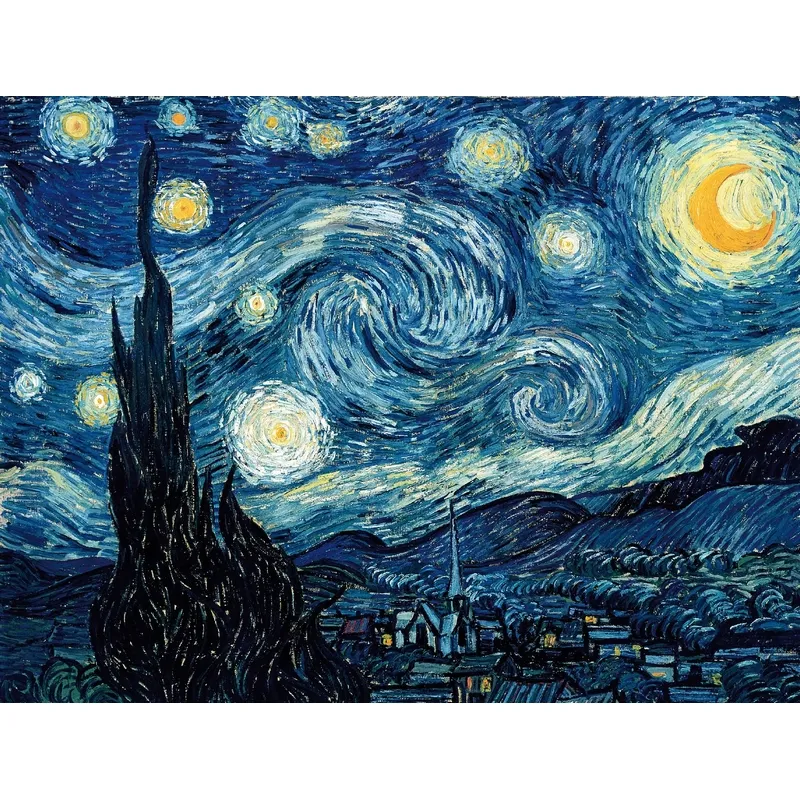 Puzzle en Bois Découpé à la Main - Van Gogh : Nuit Étoilée