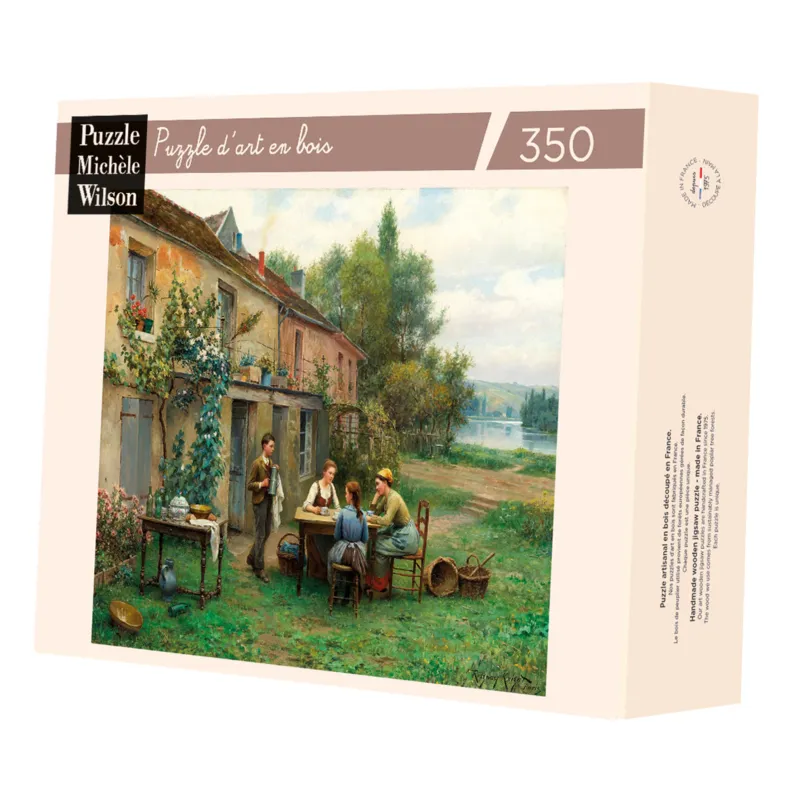 Puzzle en Bois Découpé à la Main - Café Dans Le Jardin