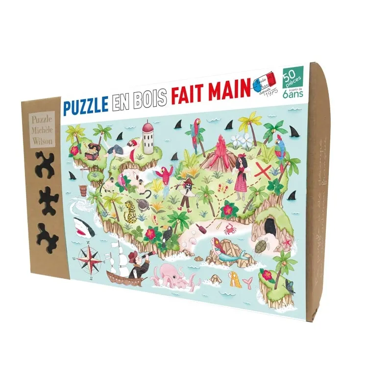 Puzzle en Bois Découpé à la Main - Île Au Trésor