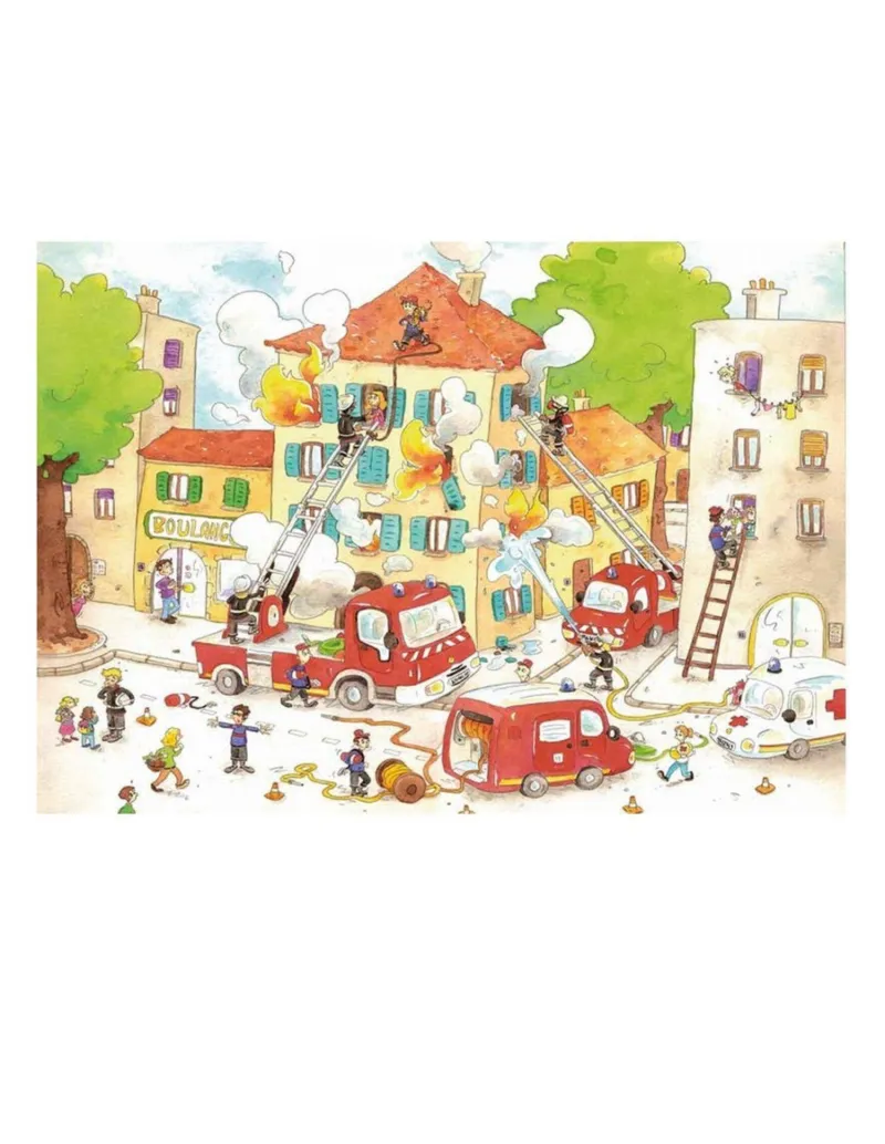 Puzzle en Bois Découpé à la Main - Les Pompiers