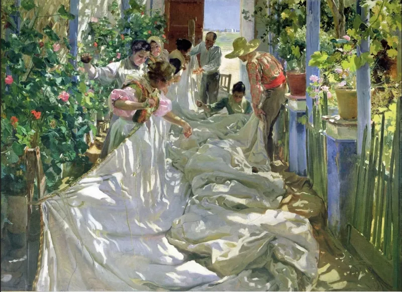 Puzzle en Bois Découpé à la Main - Joaquin Sorolla : En Cousant La Voile