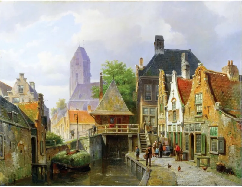 Puzzle en Bois Découpé à la Main - Koekkoek : Vue De Oudewater