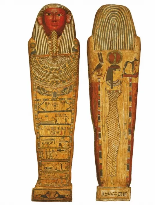 Puzzle en Bois Découpé à la Main - 2 Puzzles  - Art Egyptien : Sarcophage De Djedbastétiouefankh