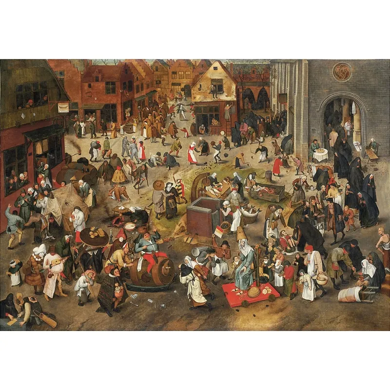 Puzzle en Bois Découpé à la Main - Brueghel Pieter L'Ancien : Le Combat De Carnaval