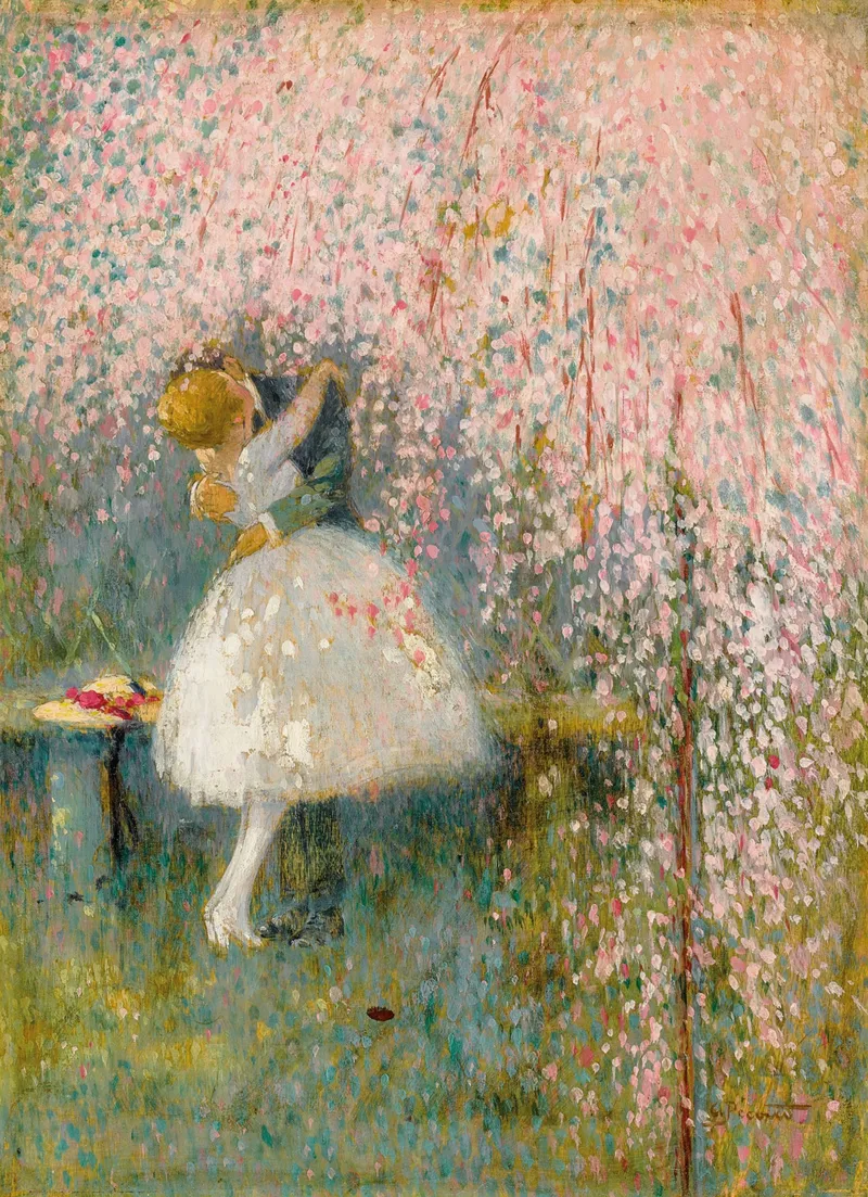 Puzzle en Bois Découpé à la Main - Sous L'Arbre Rose