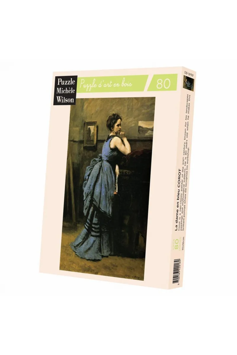 Puzzle en Bois Découpé à la Main - Jean-Baptiste Camille Corot - La Dame En Bleu