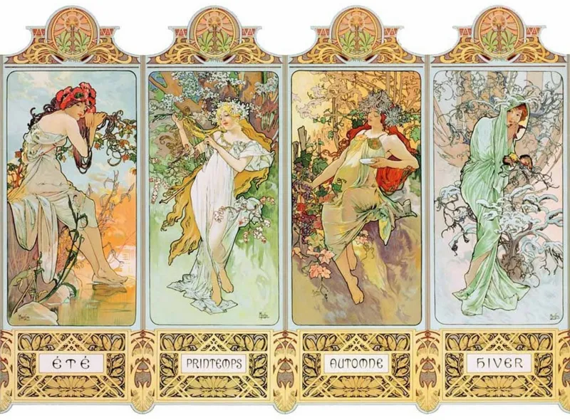 Puzzle en Bois Découpé à la Main - Mucha Alfons : Les Quatre Saisons