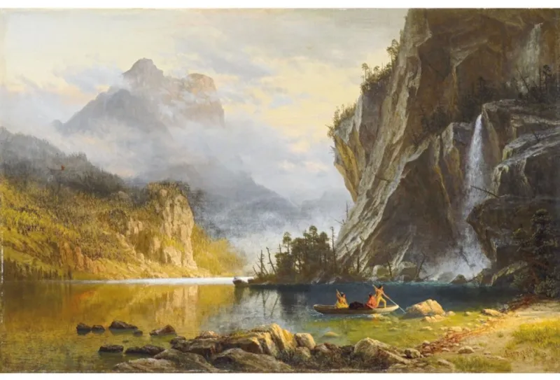 Puzzle en Bois Découpé à la Main - Bierstadt, Pêche Indienne