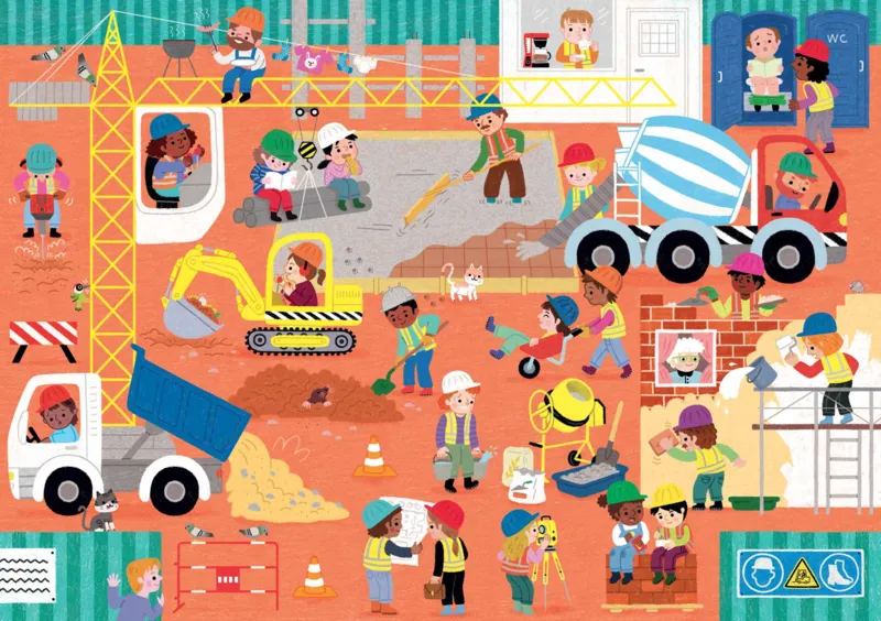 Puzzle en Bois Découpé à la Main - Le Chantier