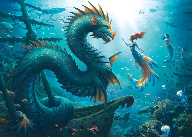 Dragon - Sirène Et Tortues des Profondeurs