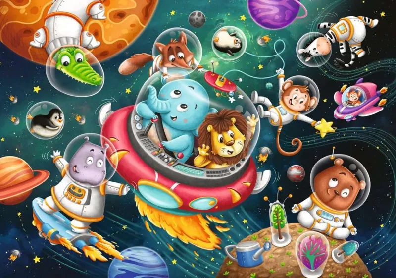 2 Puzzles - Animaux dans l'Espace