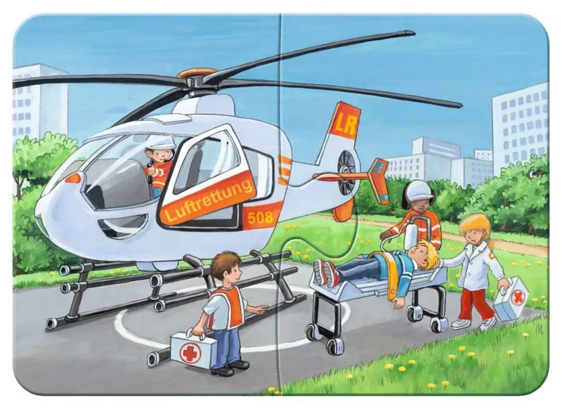 Puzzle Cadre - 4 Puzzles - Mes véhicules d'urgence