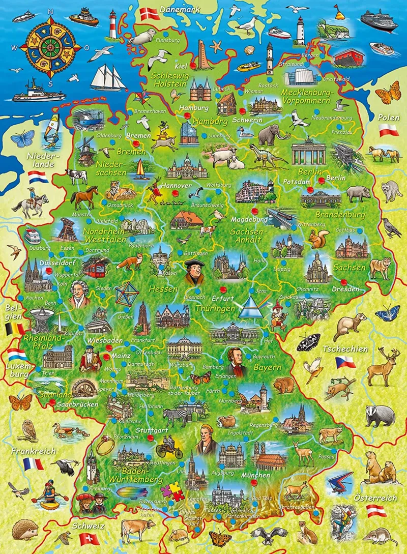 XXL Pieces - Colourful Germany Map