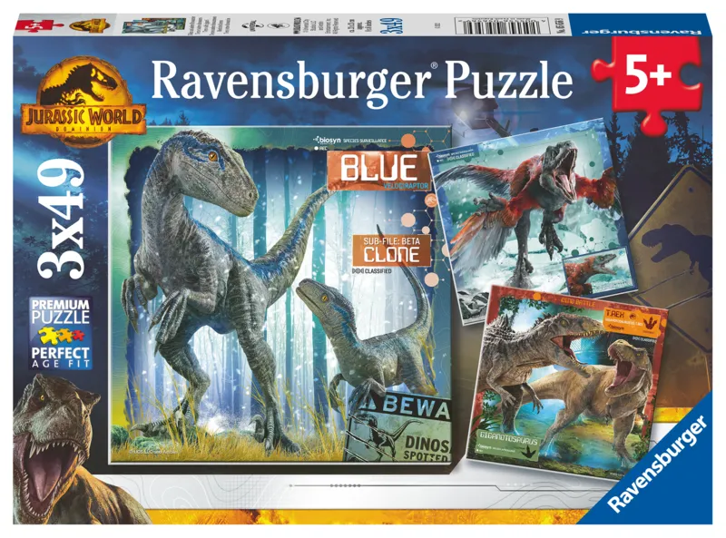 3 Puzzles 49 Pièces - T-Rex Jurassic World 3