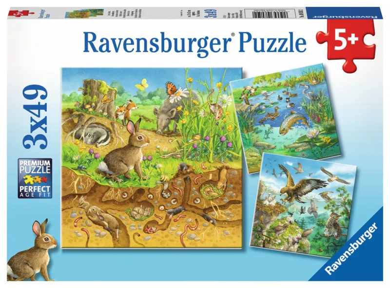 3 Puzzles - Animaux dans leurs Habitats