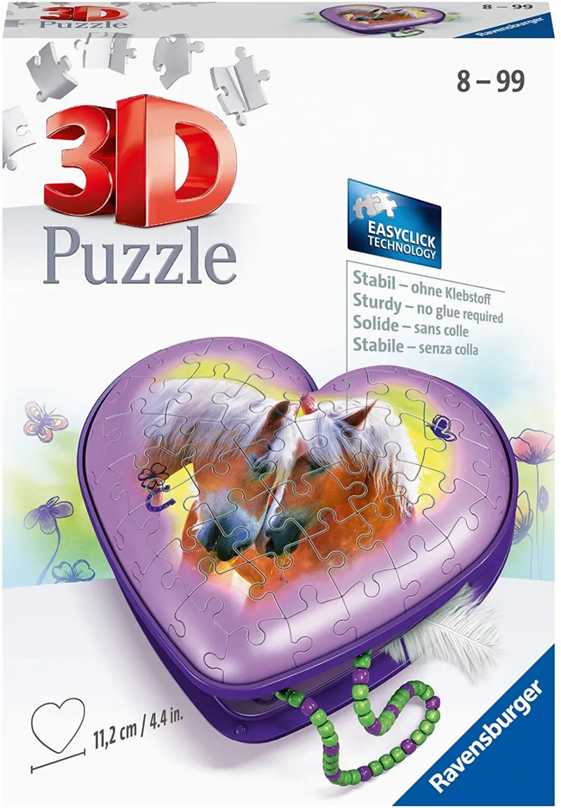 Puzzle 3D - Boîte Coeur - Chevaux