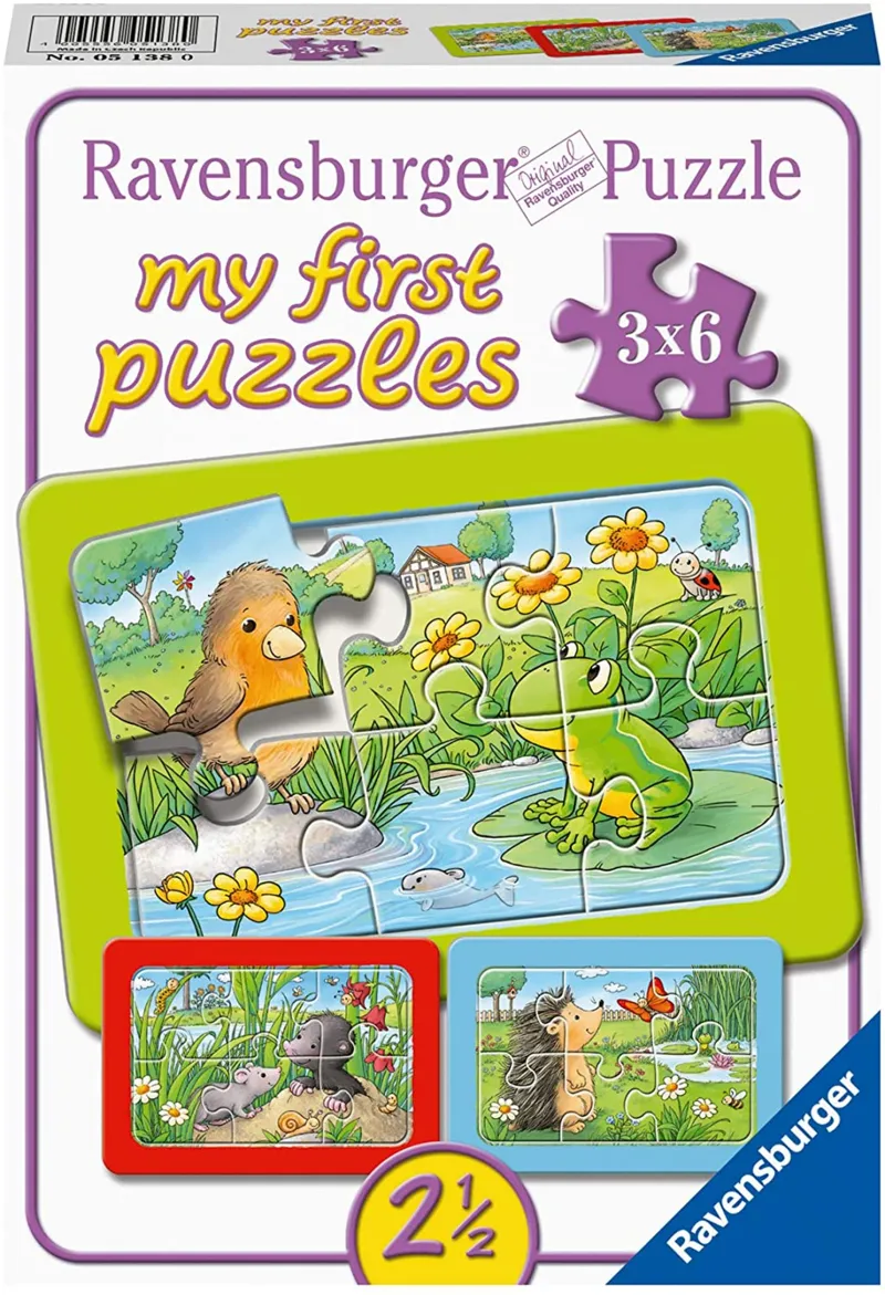 Puzzle Cadre - Petits Animaux du Jardin (3x6 Pièces)