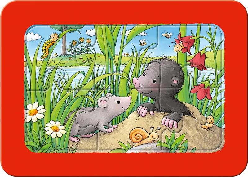 Puzzle Cadre - Petits Animaux du Jardin (3x6 Pièces)