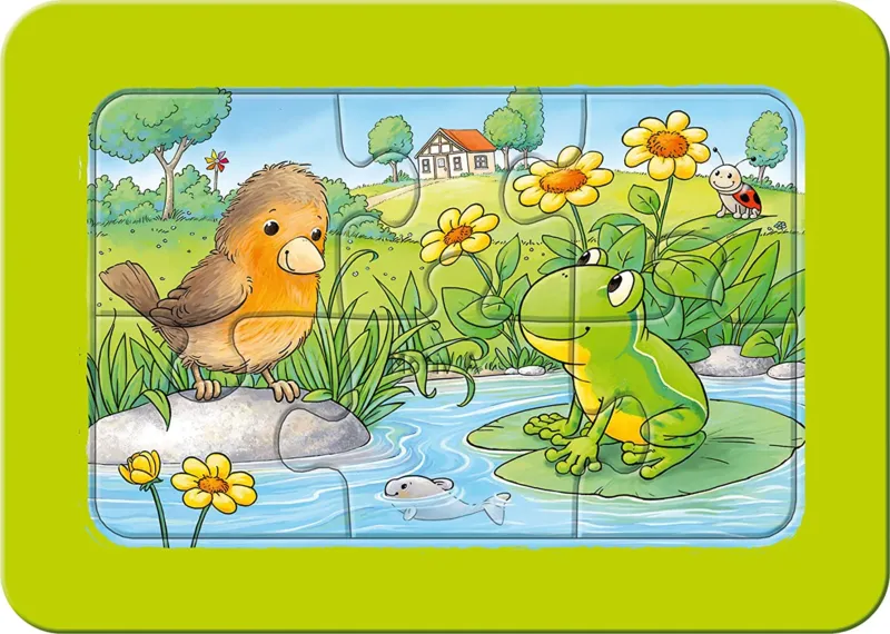 Puzzle Cadre - Petits Animaux du Jardin (3x6 Pièces)