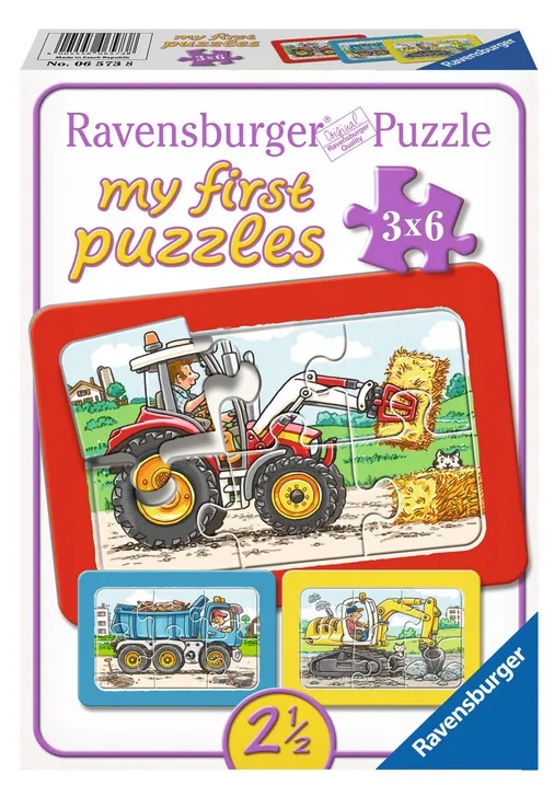 3 Puzzles - My First Puzzle - Tracteur, Pelleteuse, Camion Benne