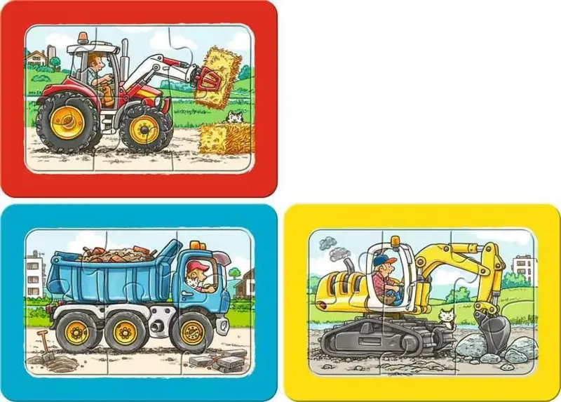 3 Puzzles - My First Puzzle - Tracteur, Pelleteuse, Camion Benne