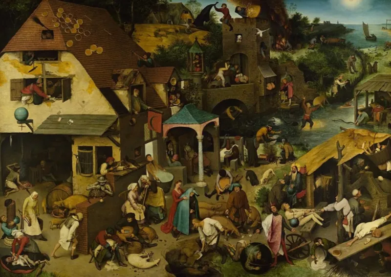 Brueghel Pieter - Les Proverbes Flamands