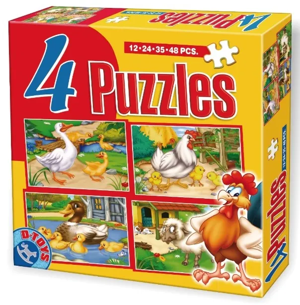 4 Puzzles - Poules, oies canards et moutons